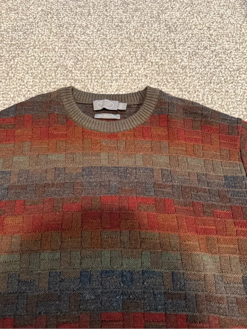 Vintage Talbots Multicolor Geometric Pattern Wool Sweater